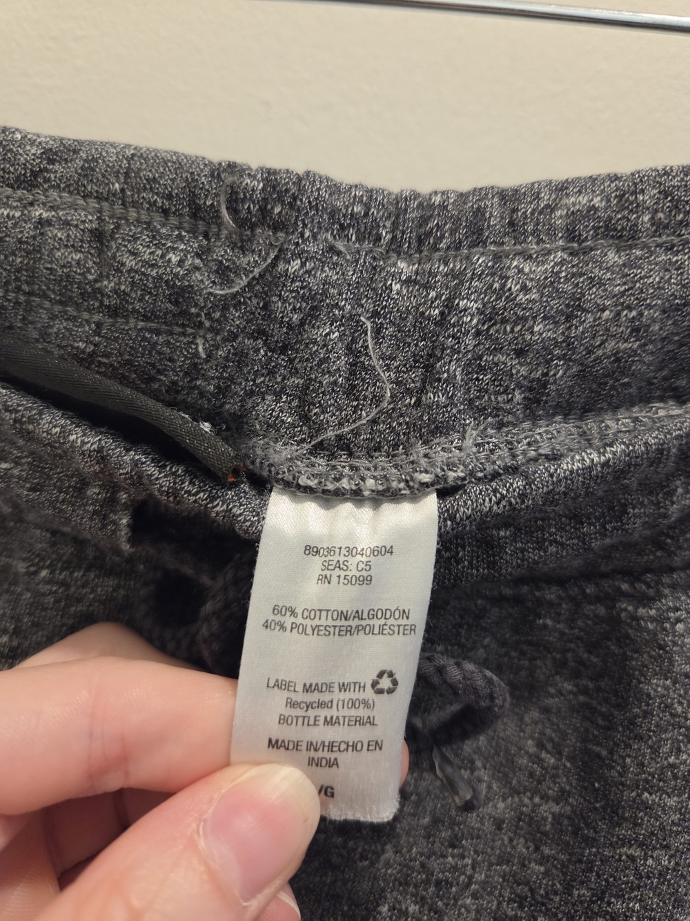 Men's Dark Gray Fleece Jogger Sweatpants with Drawstring - Picture 3 of 6